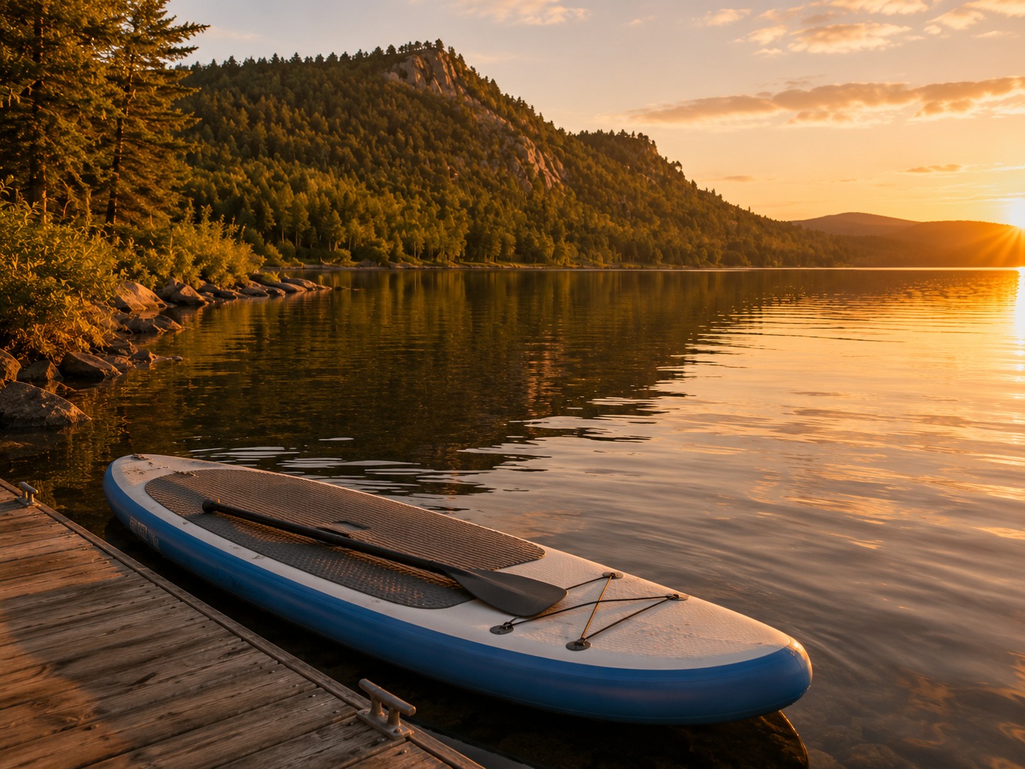 Planche à pagaie sur le lac